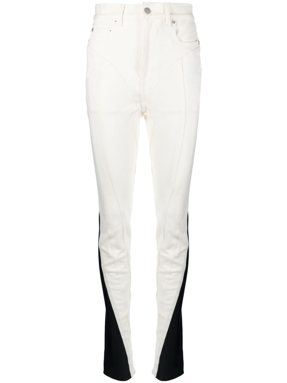 Mugler Spiral panelled skinny jeans - White von Mugler