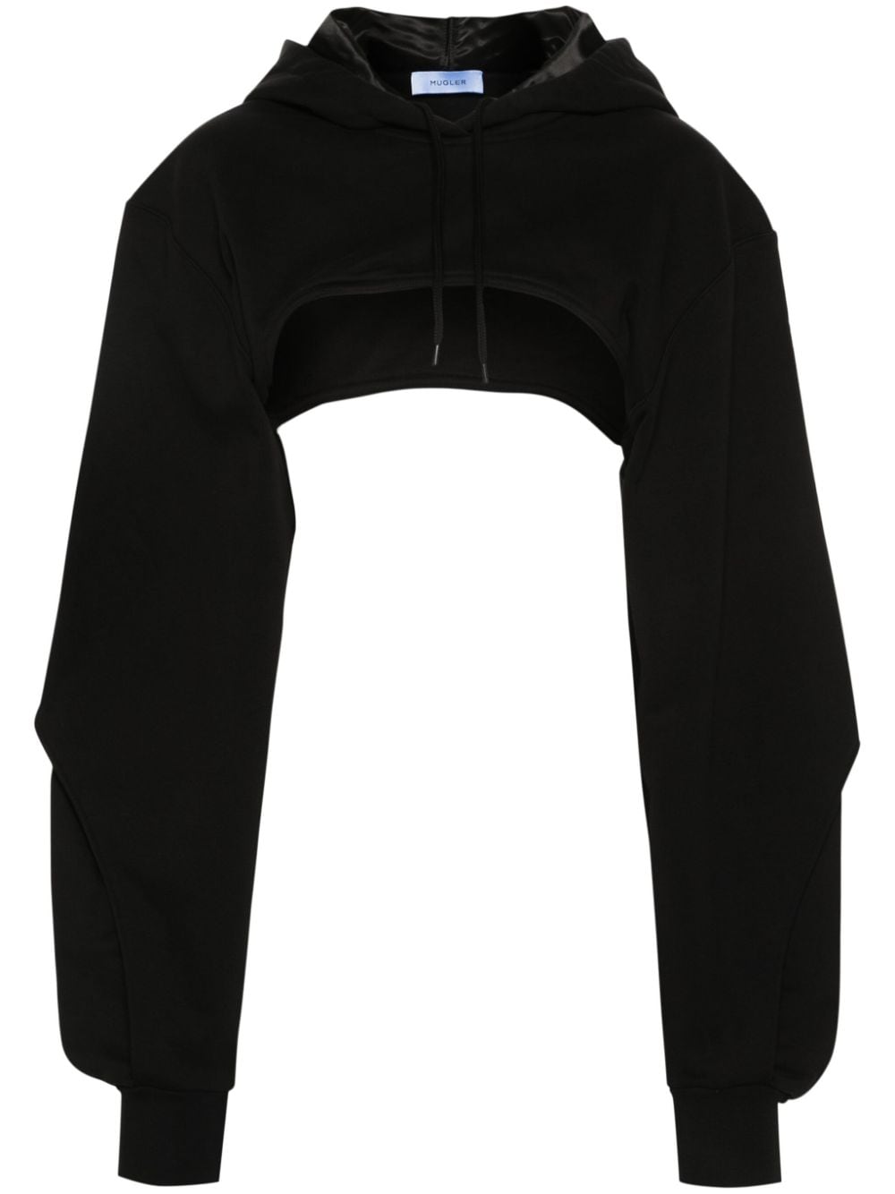 Mugler balloon-sleeve cropped hoodie - Black von Mugler