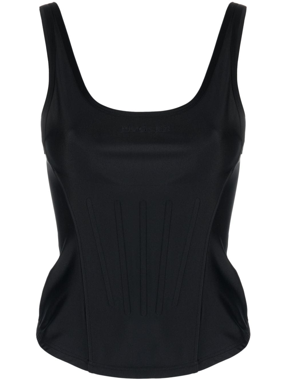 Mugler boned scoop-neck tank top - Black von Mugler