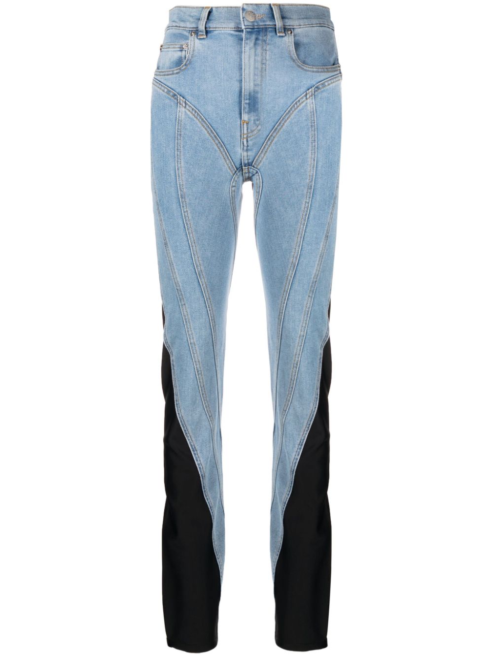 Mugler contrast-panel slim-fit jeans - Blue von Mugler