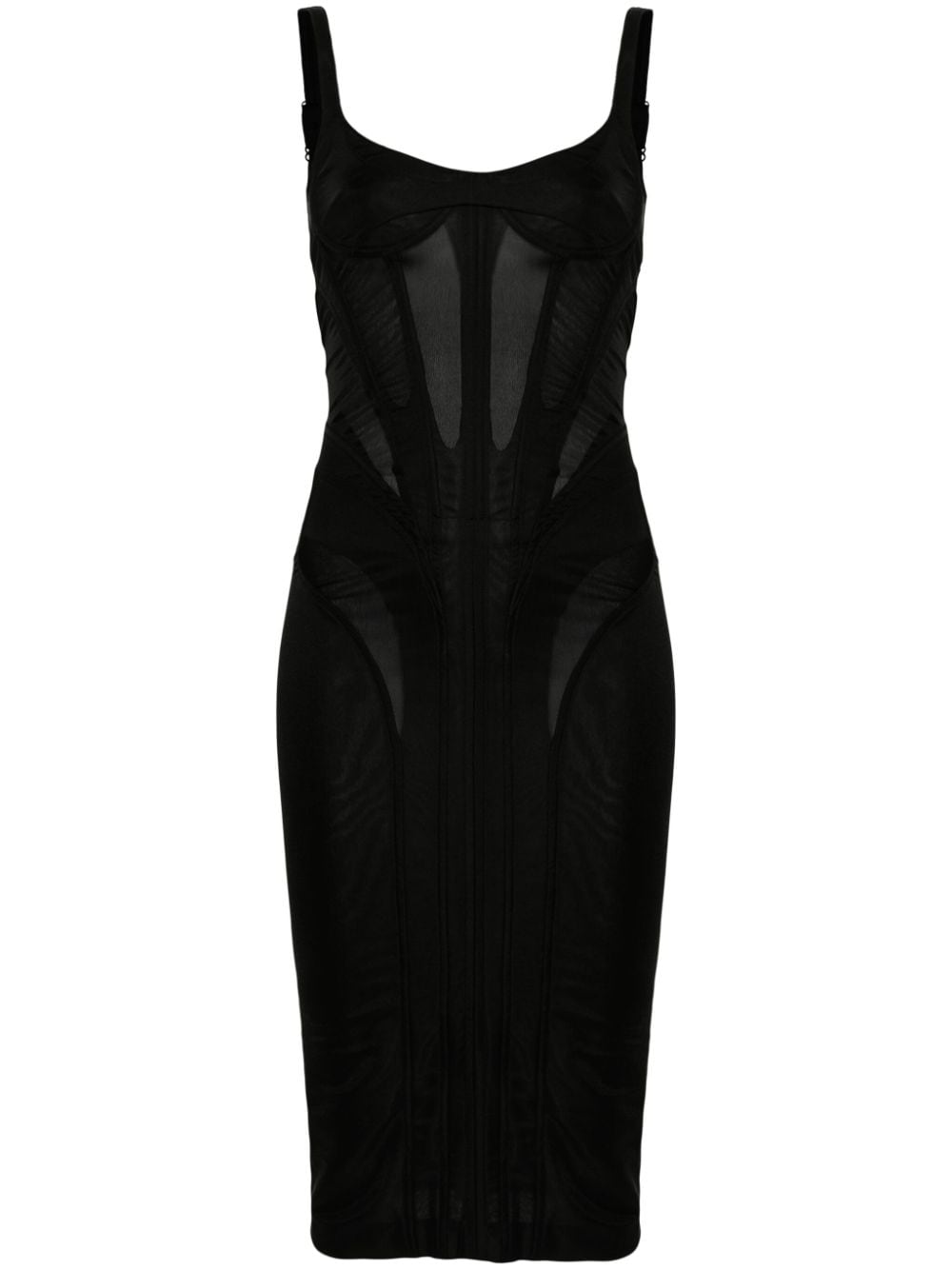 Mugler corset-style midi dress - Black von Mugler