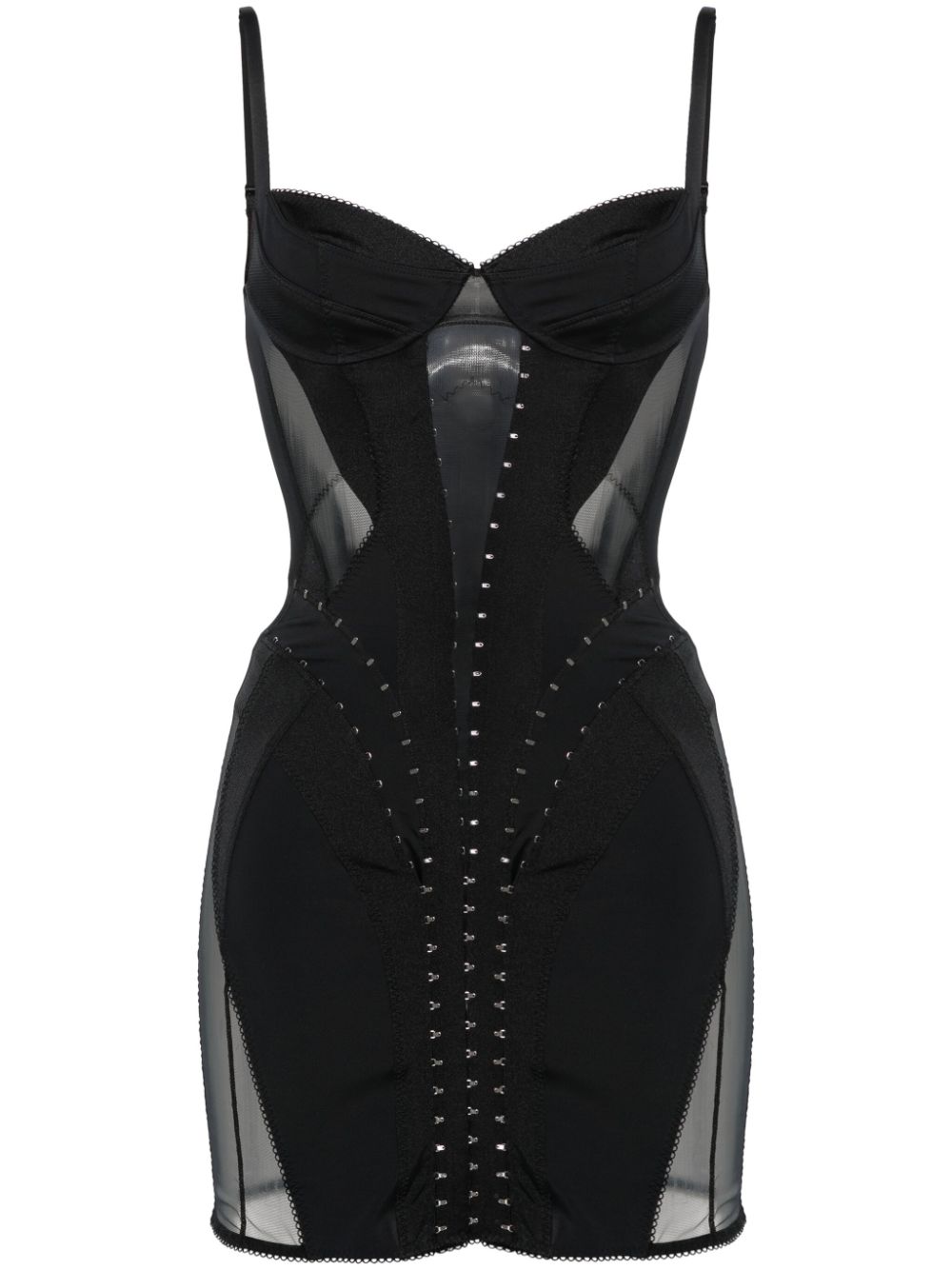 Mugler panelled corseted minidress - Black von Mugler