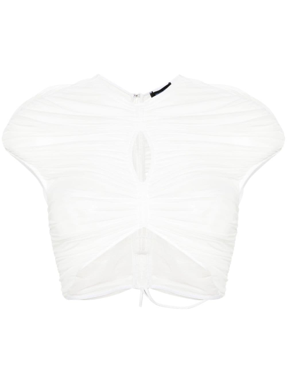 Mugler cropped mesh T-shirt - White von Mugler