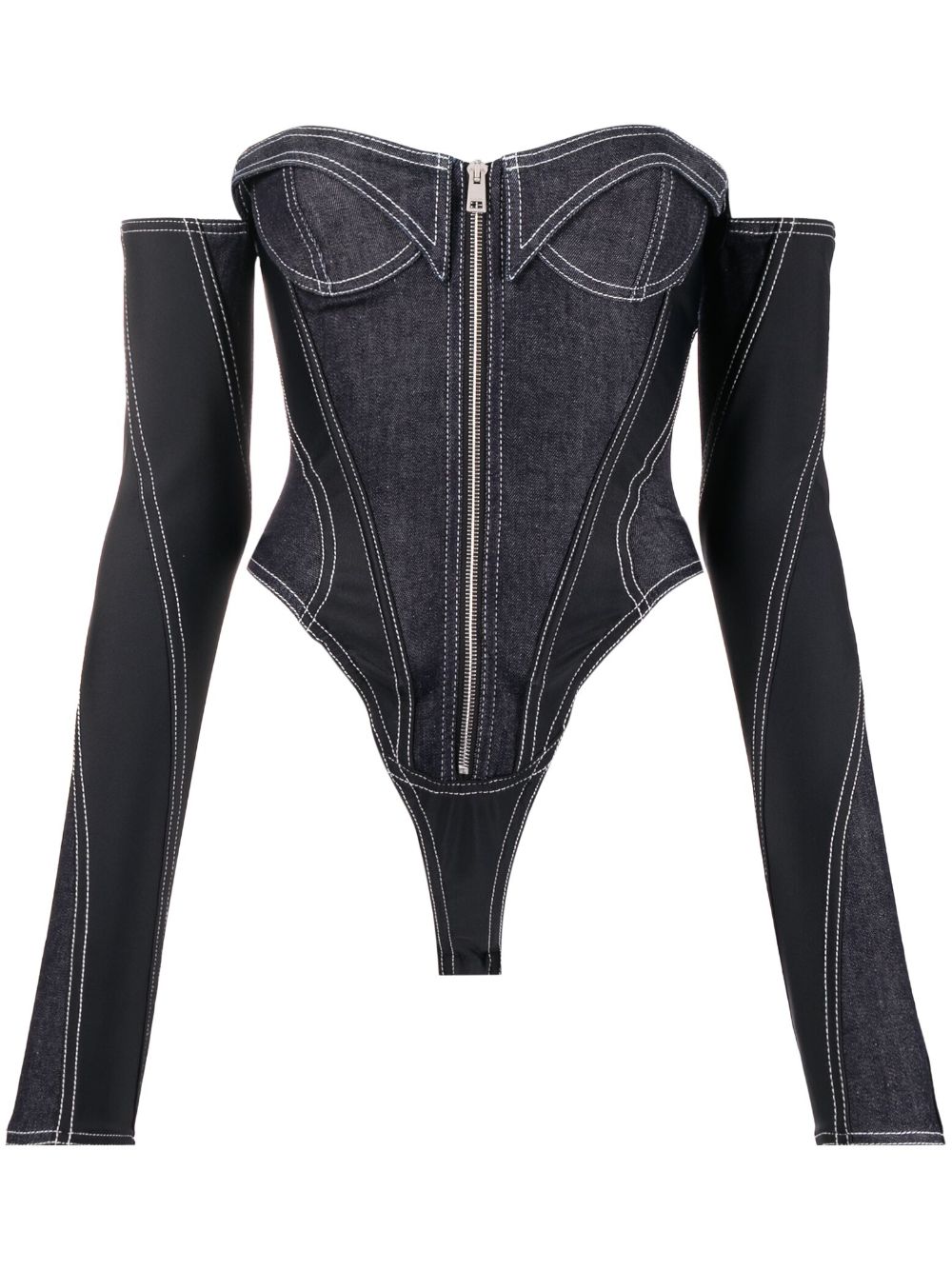 Mugler denim corset bodysuit - Blue von Mugler