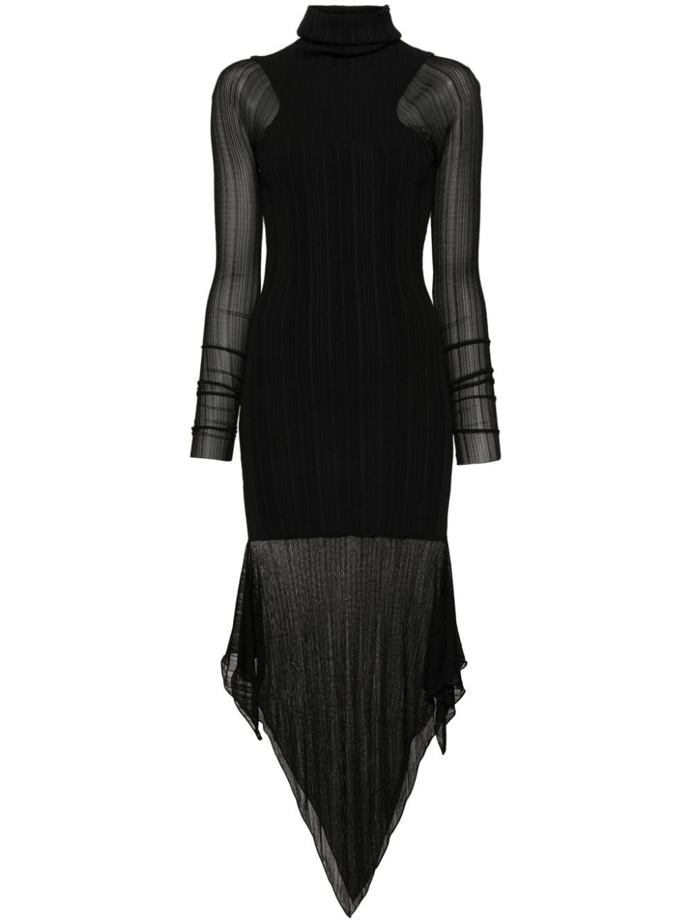 Mugler drape-detail ribbed dress - Black von Mugler