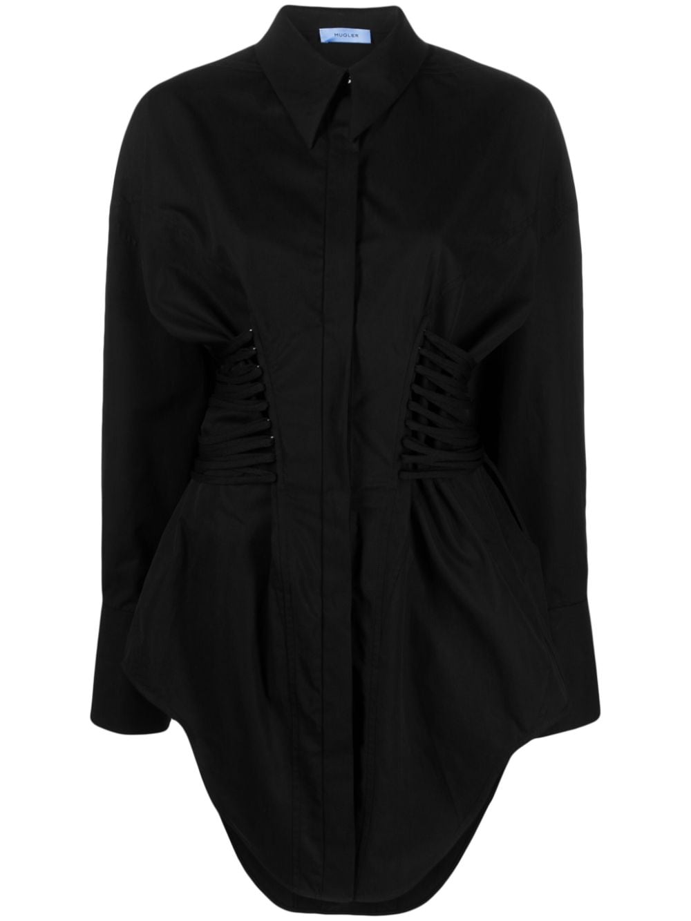 Mugler lace-up cotton minidress - Black von Mugler