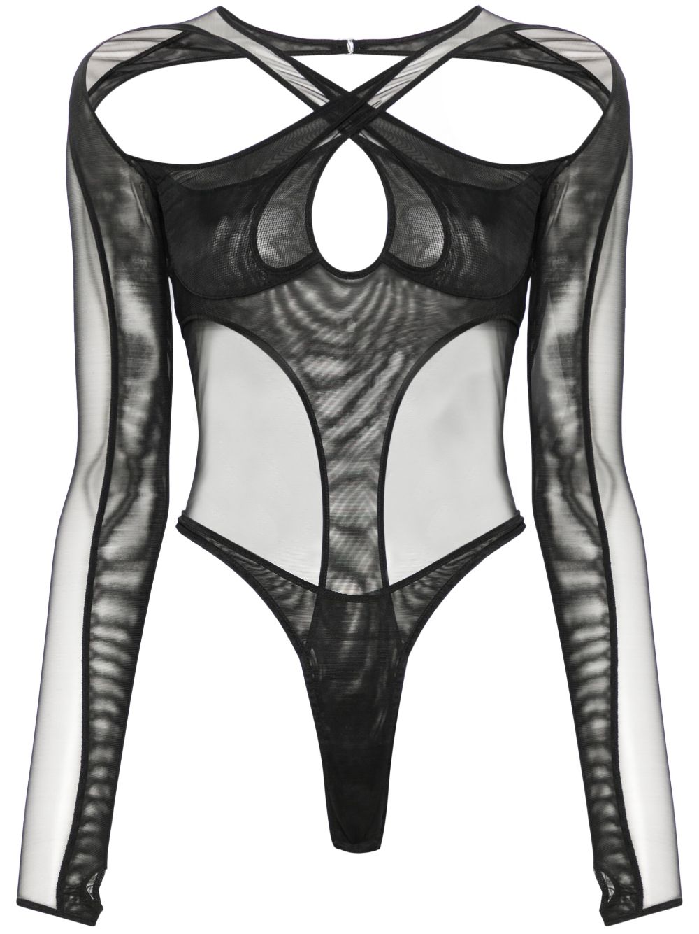 Mugler layered cut-out bodysuit - Black von Mugler