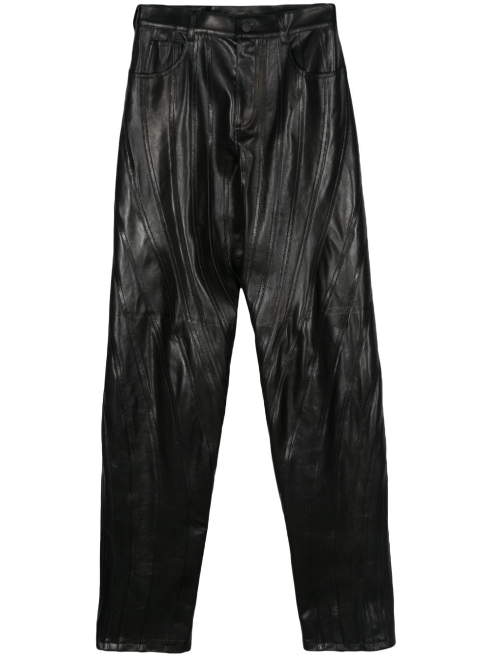 Mugler Spiral leather trousers - Black von Mugler