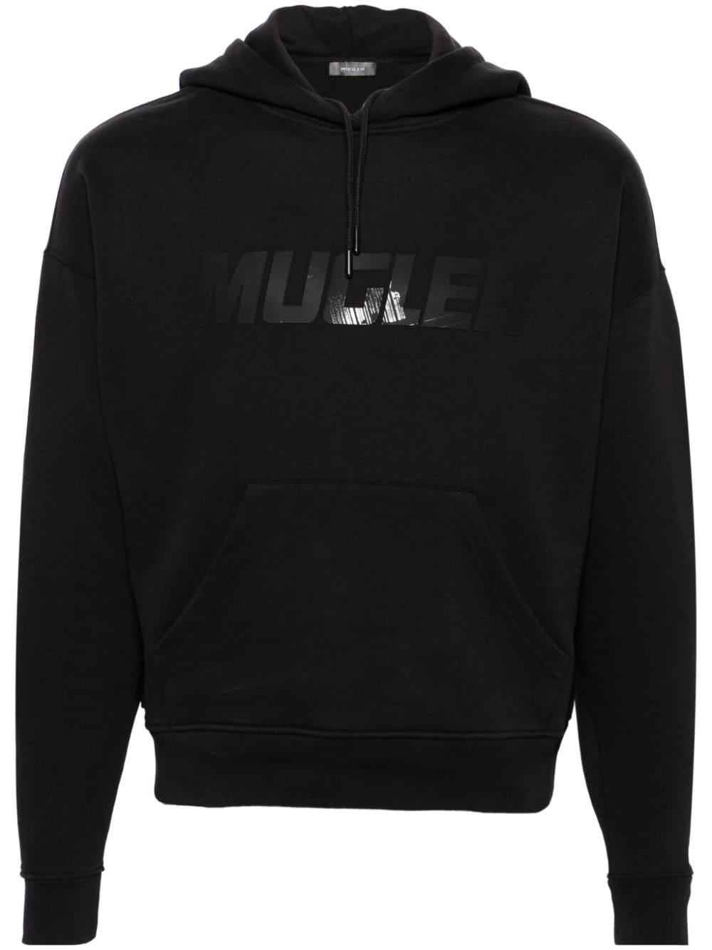 Mugler logo-appliqué cotton blend hoodie - Black von Mugler