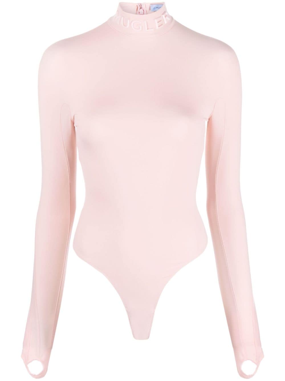 Mugler logo-lettering high-neck bodysuit - Pink von Mugler