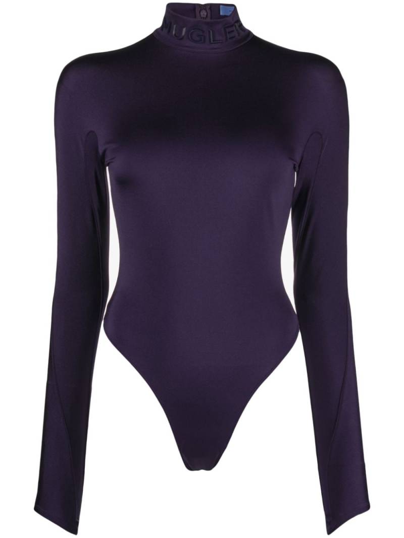 Mugler logo-appliqué bodysuit - Purple von Mugler