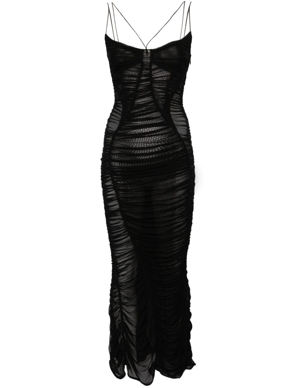 Mugler mesh fitted midi dress - Black von Mugler