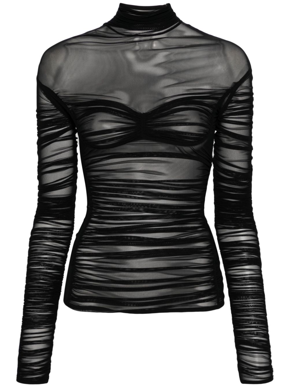 Mugler mesh ruched top - Black von Mugler