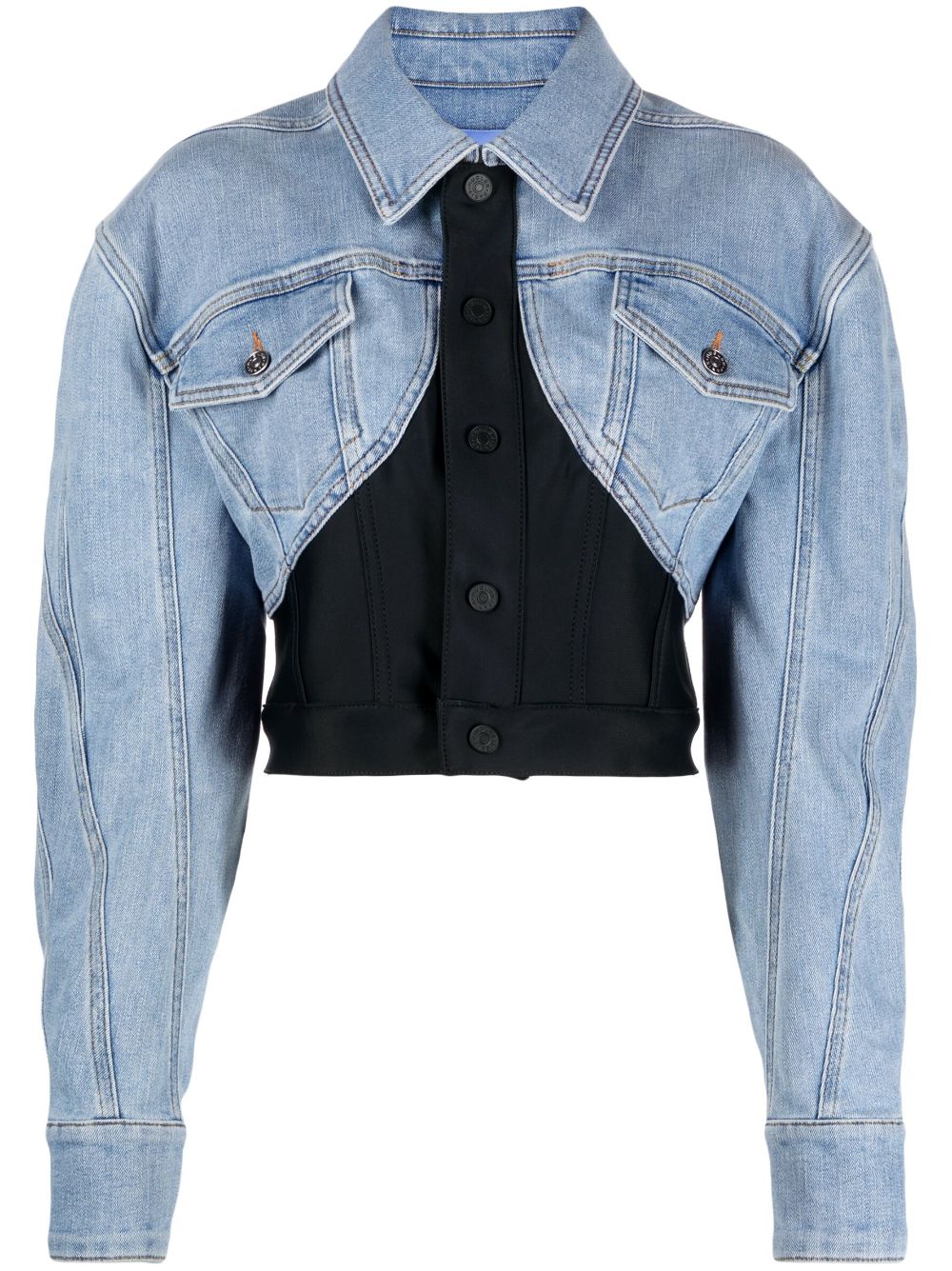 Mugler panelled cropped denim jacket - Blue von Mugler