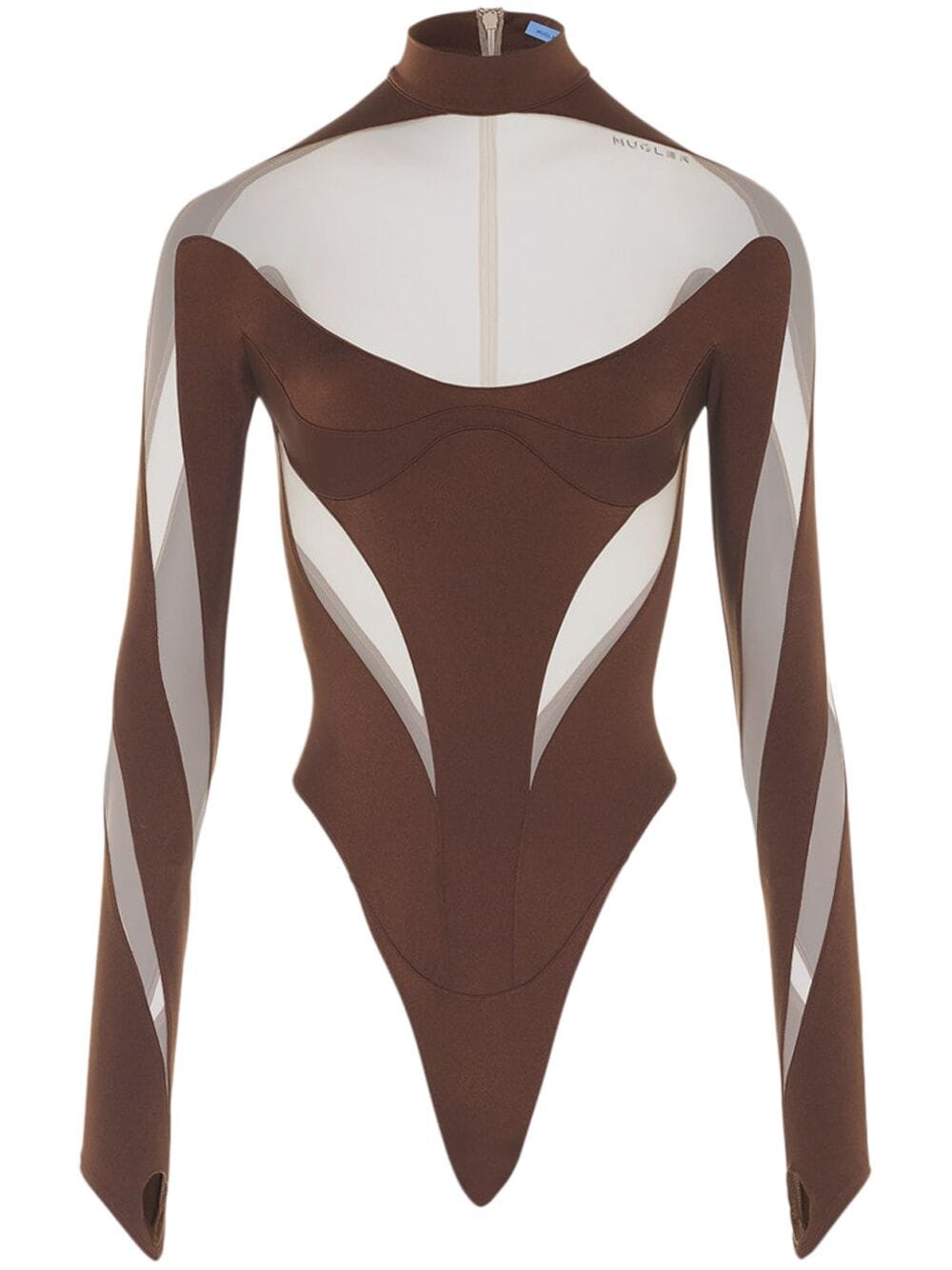 Mugler panelled long-sleeve bodysuit - Brown von Mugler