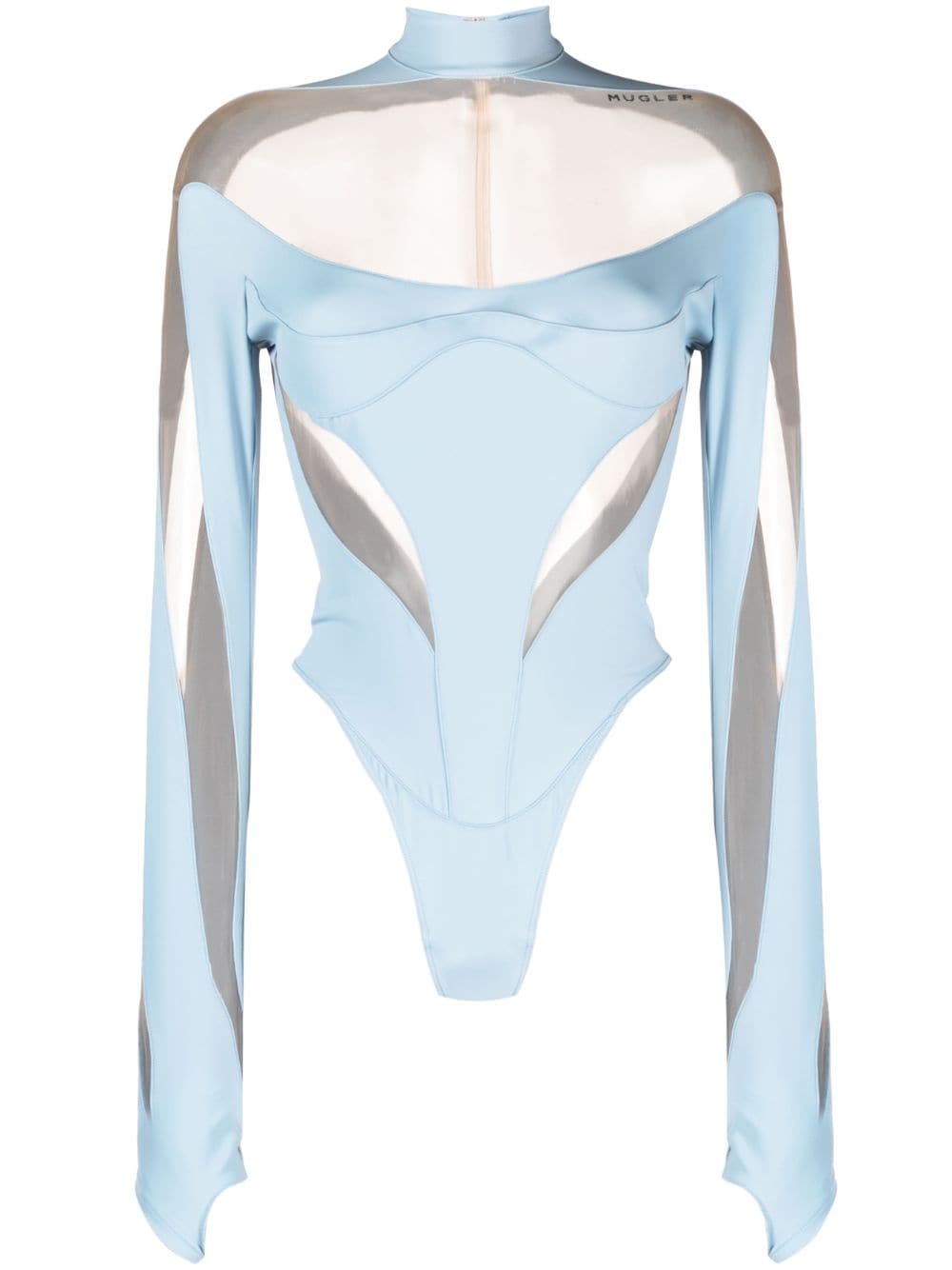 Mugler panelled sheer bodysuit - Blue von Mugler