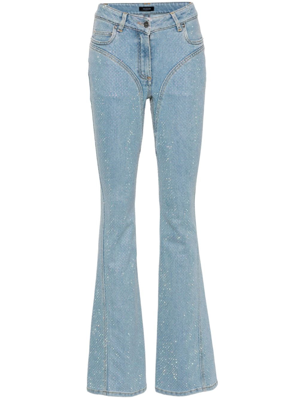 Mugler rhinestone-embellished flared jeans - Blue von Mugler