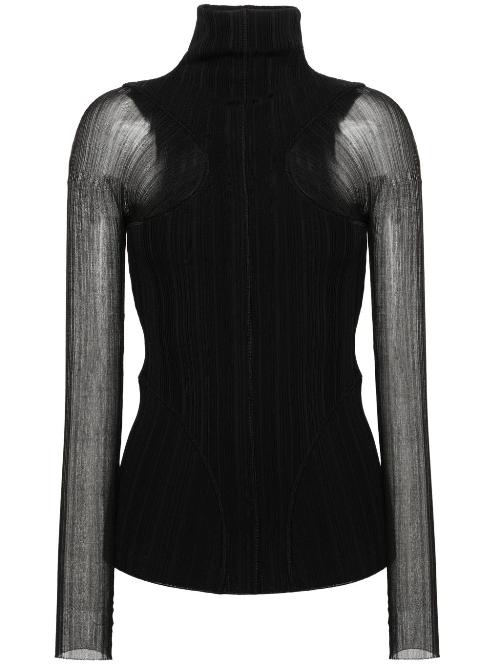 Mugler ribbed panelled longsleeved top - Black von Mugler