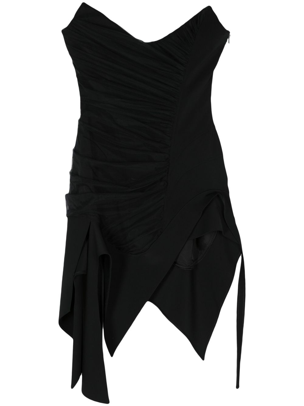 Mugler ruched asymmetric minidress - Black von Mugler