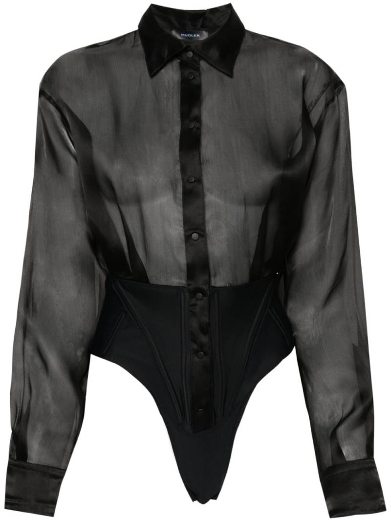 Mugler semi-sheer silk bodysuit - Black von Mugler