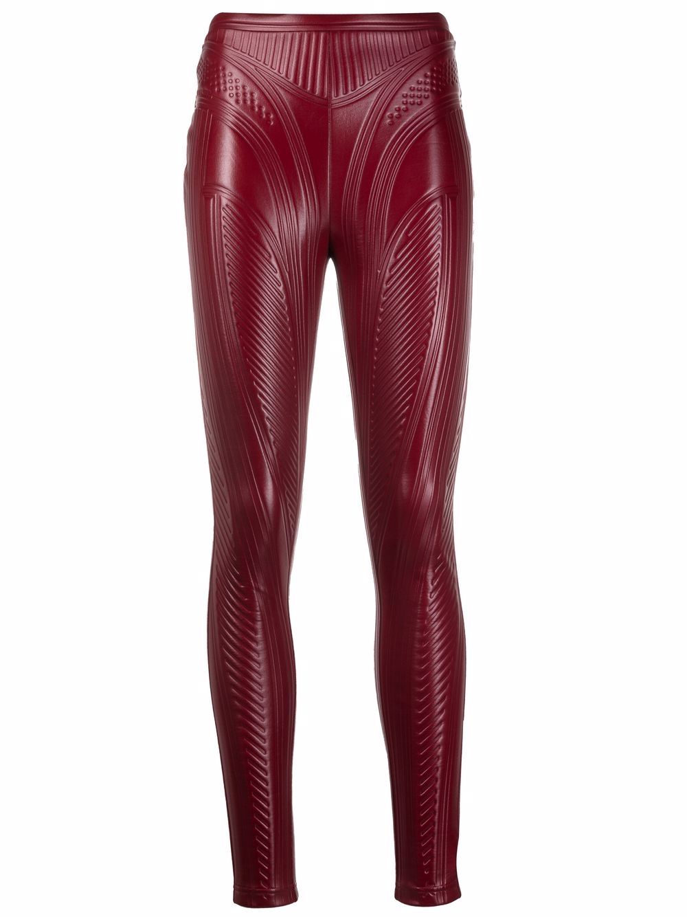 Mugler sheen-finish embossed leggings - Red von Mugler