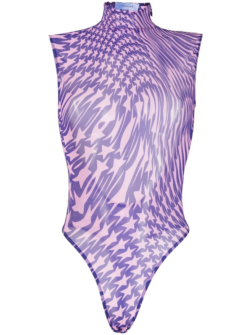 Mugler star-print mesh bodysuit - Purple von Mugler