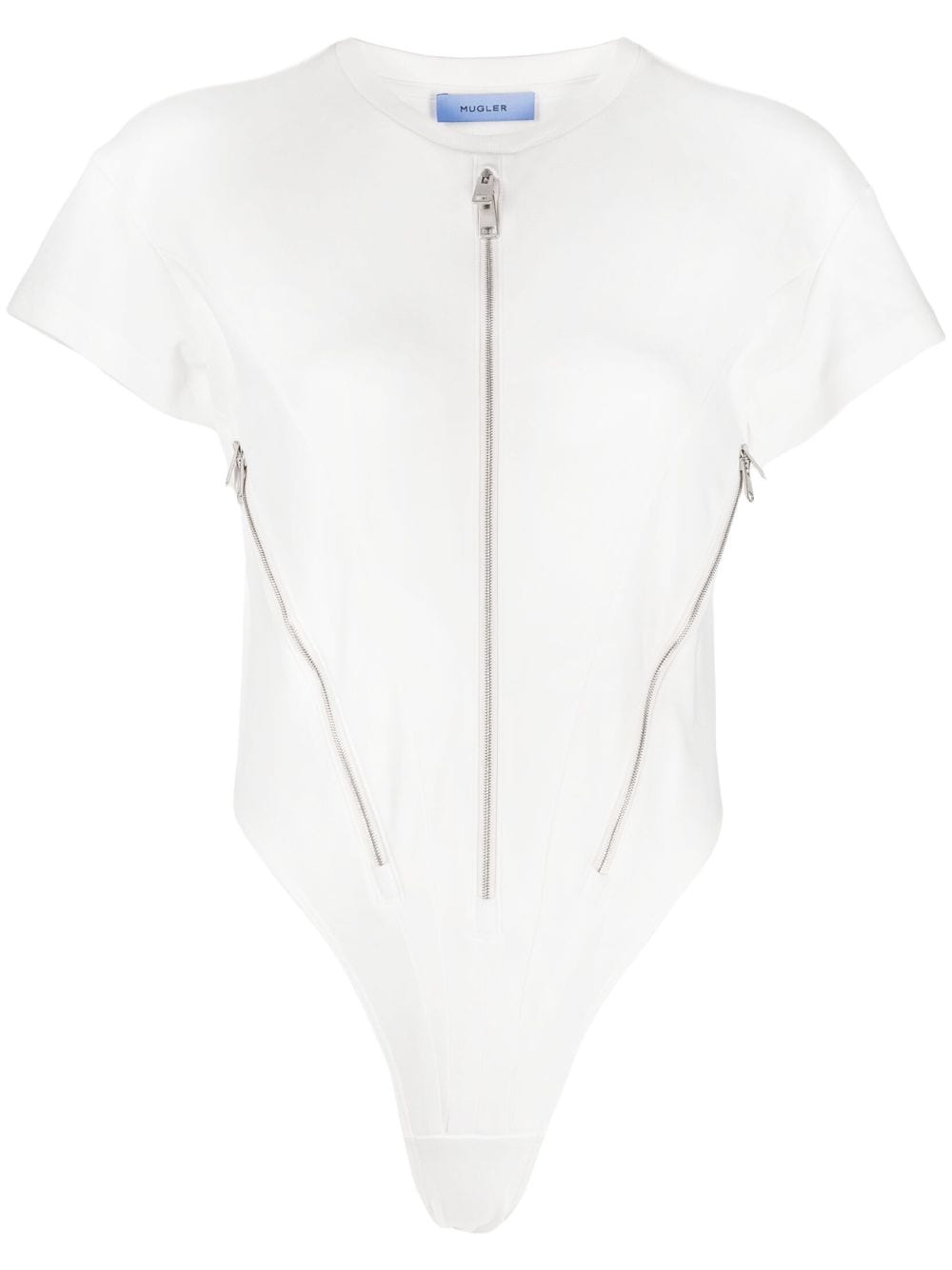 Mugler zip-embellished cotton bodysuit - White von Mugler