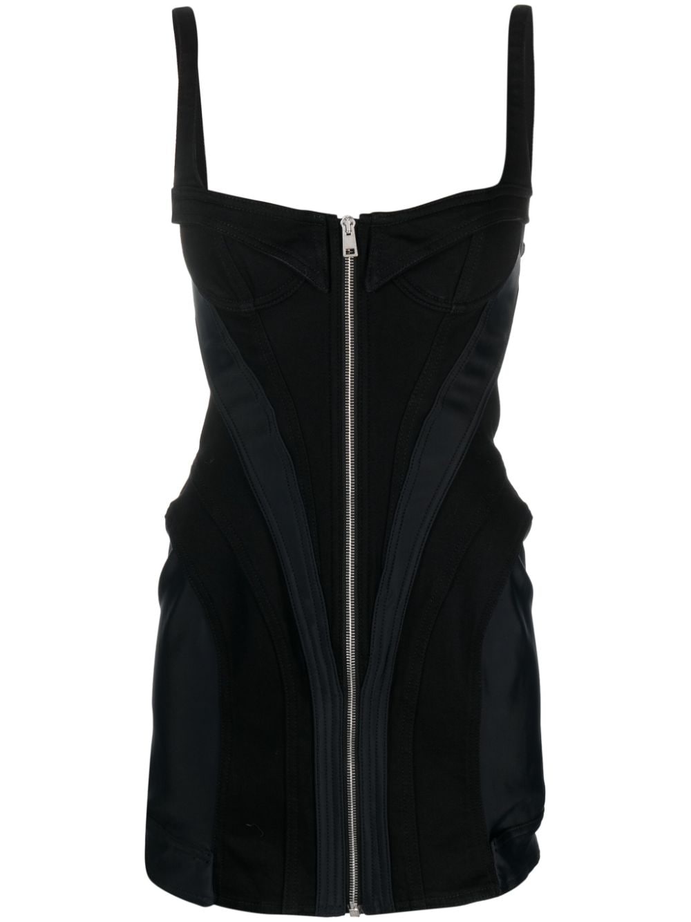 Mugler panelled zip-front minidress - Black von Mugler