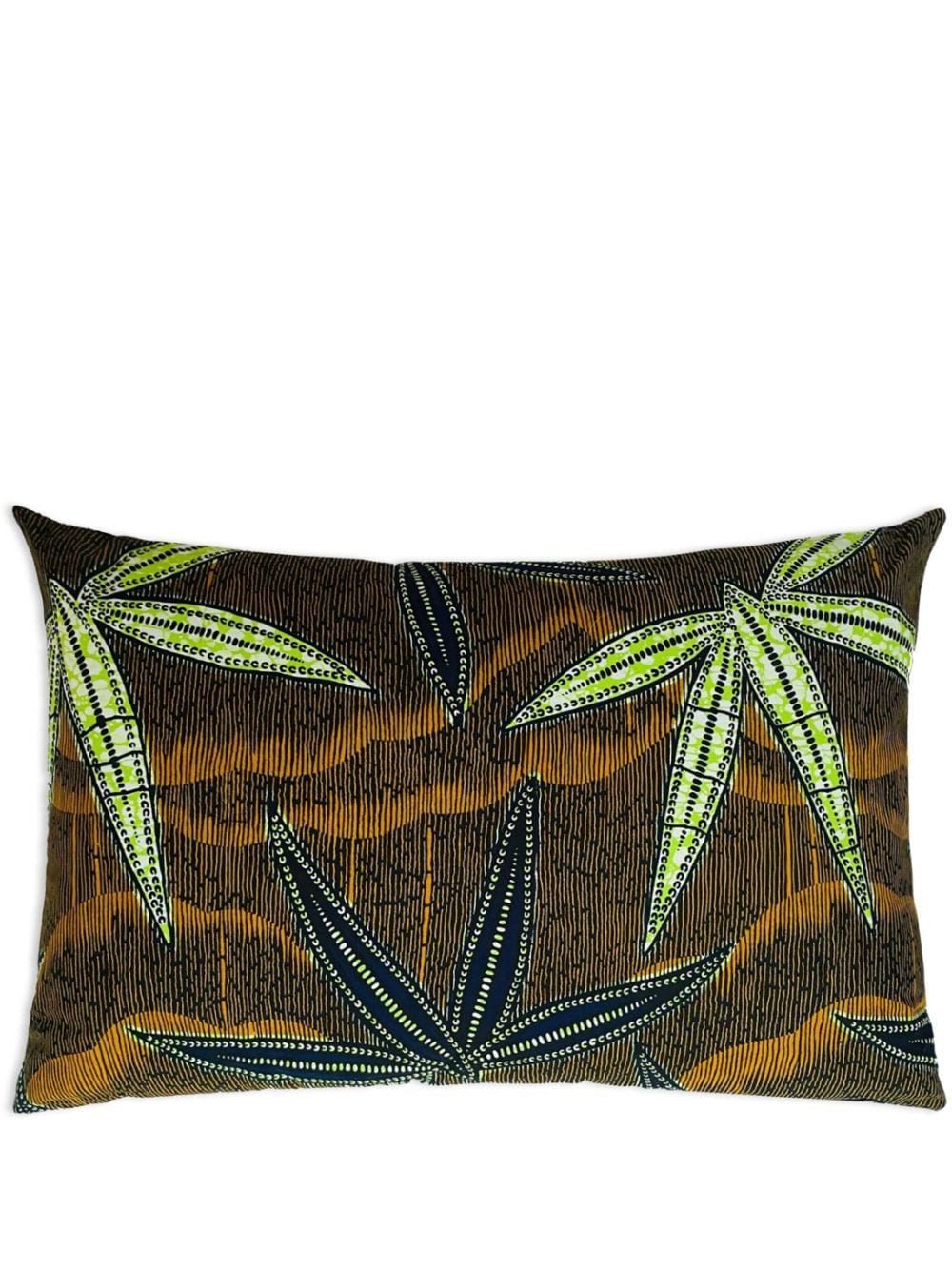 Mumutane Iki Aloe Vera Lime leaf-print wool cushion - Brown von Mumutane