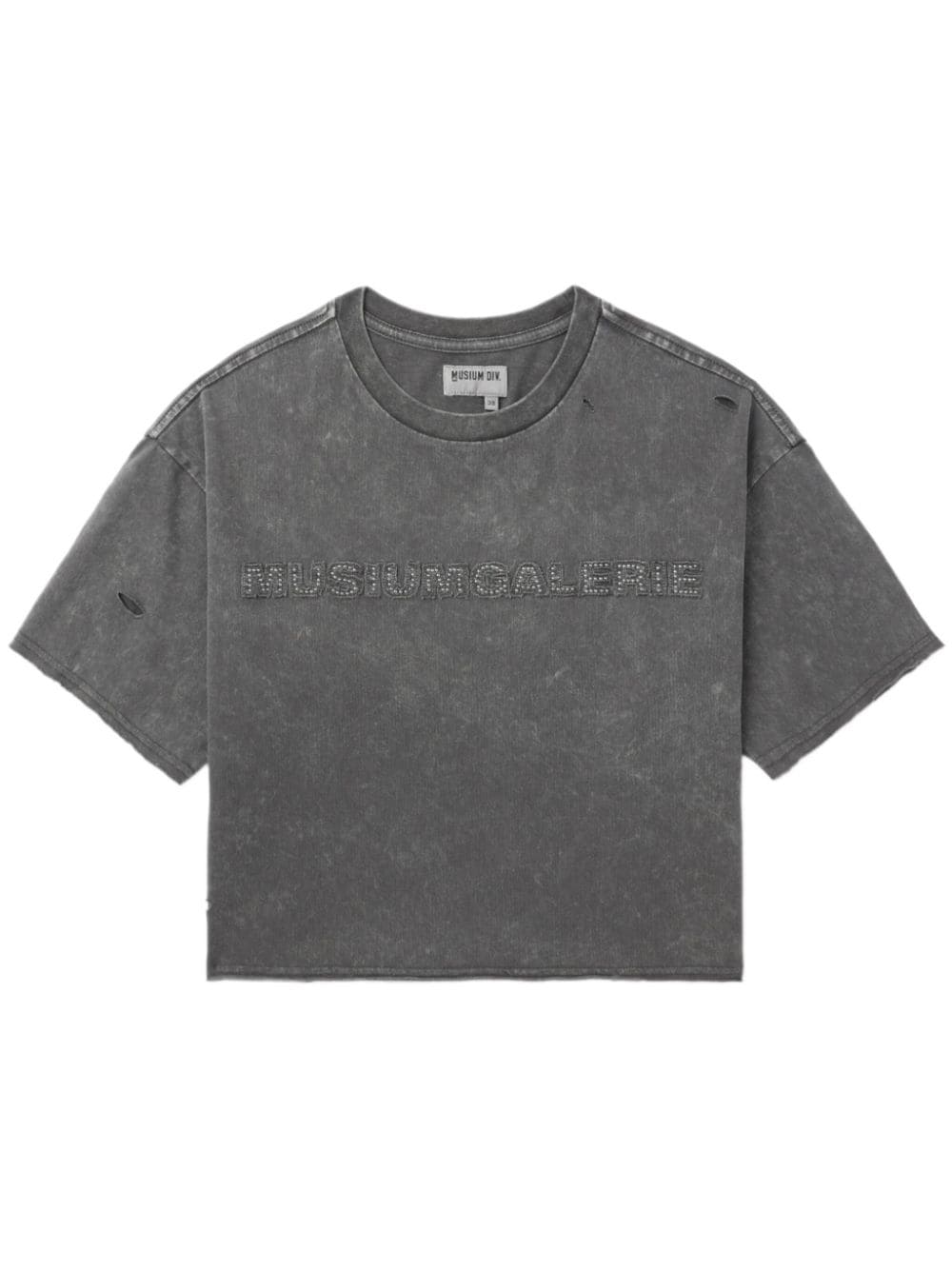 Musium Div. distressed logo-appliqué T-shirt - Grey von Musium Div.