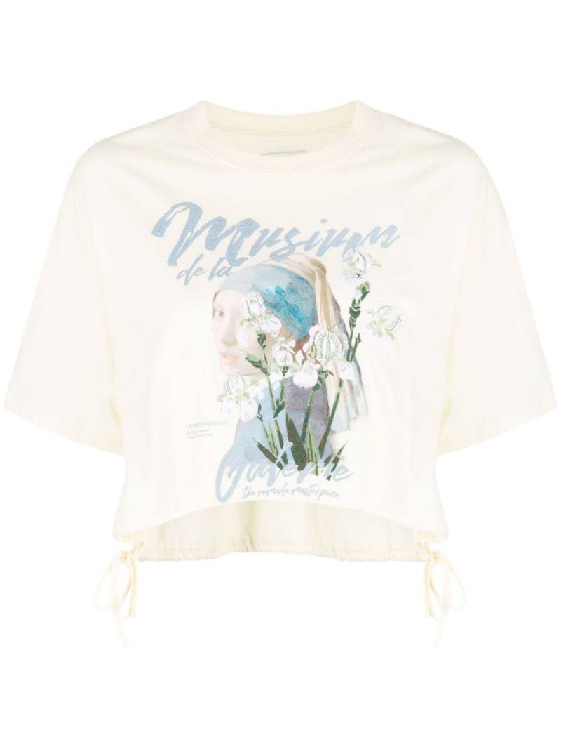 Musium Div. graphic-print cotton cropped T-shirt - Yellow von Musium Div.