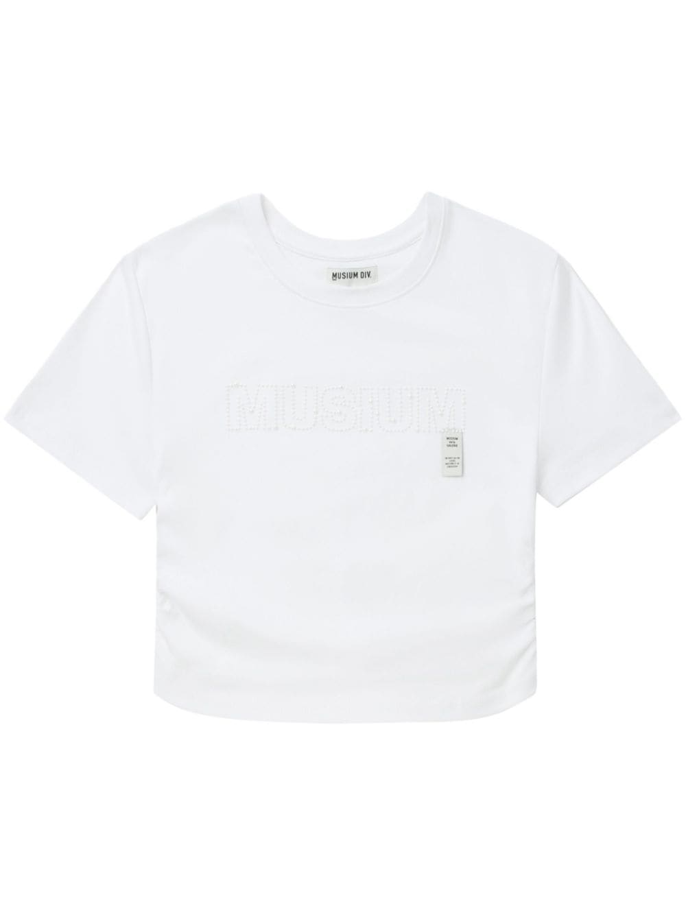 Musium Div. logo-embroidered cotton cropped T-shirt - White von Musium Div.