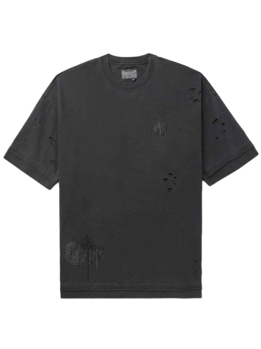 Musium Div. logo-embroidered distressed T-shirt - Grey von Musium Div.