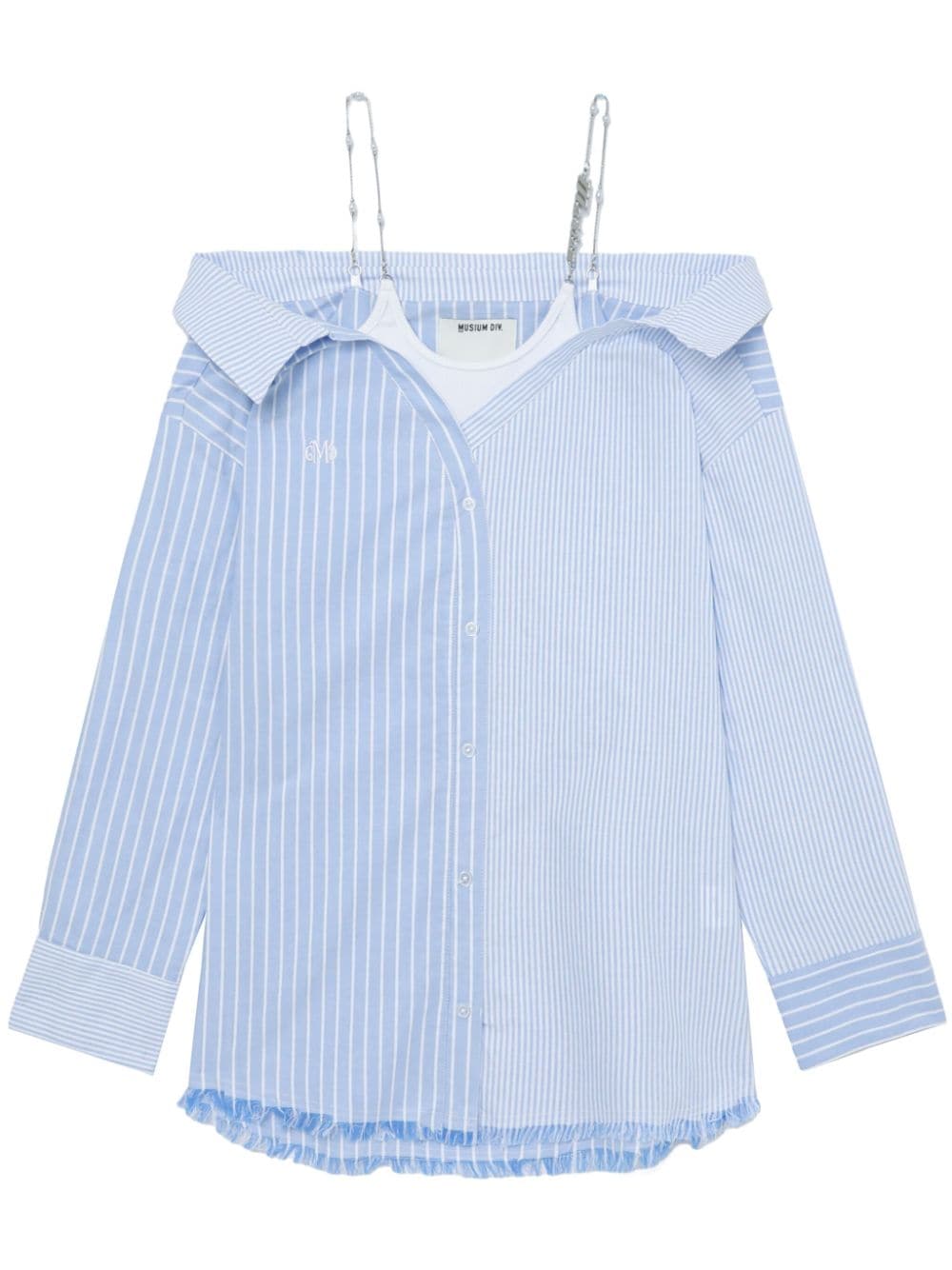 Musium Div. off-shoulder layered cotton shirt - Blue von Musium Div.