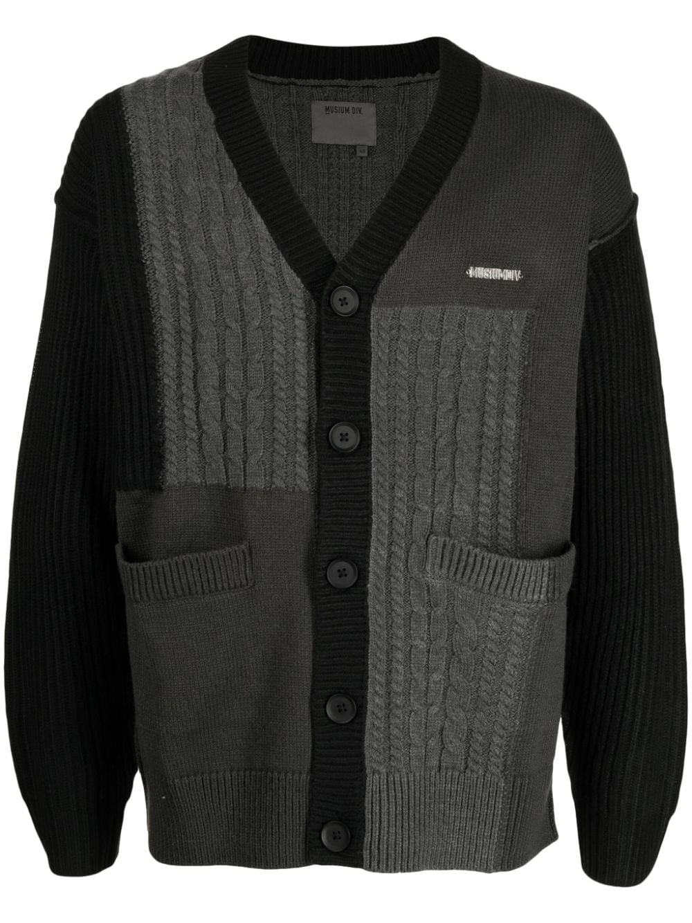 Musium Div. panelled-design V-neck cardigan - Black von Musium Div.