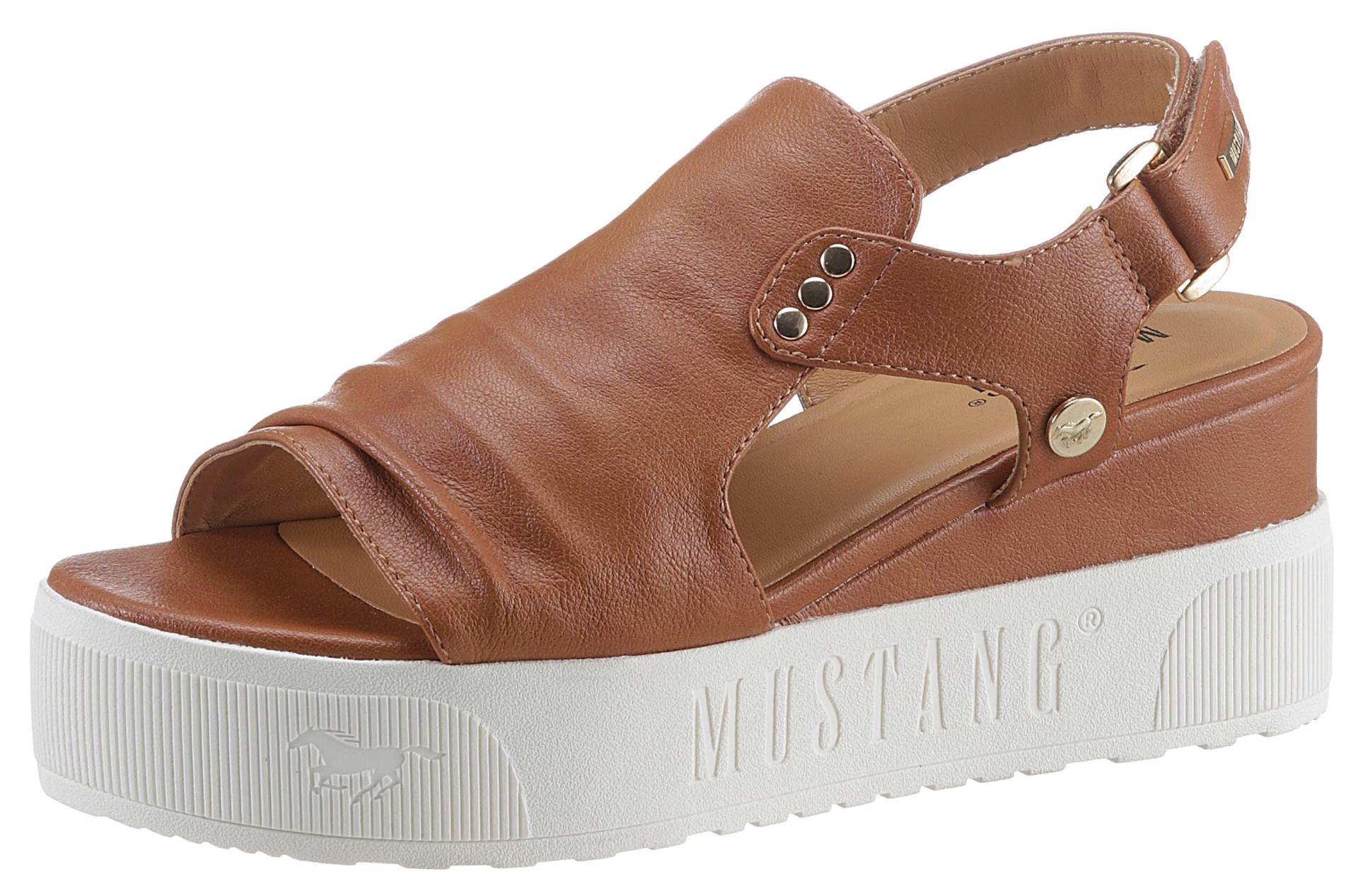 Mustang Shoes Keilsandalette, Sommerschuh, Sandale, Keilabsatz, mit Klettriemchen von Mustang Shoes