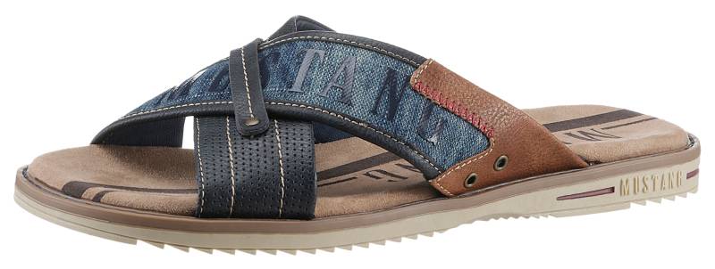 Mustang Shoes Pantolette, Sommerschuh, Schlappen, Poolslides, mit auffälligem Logoschriftzug von Mustang Shoes
