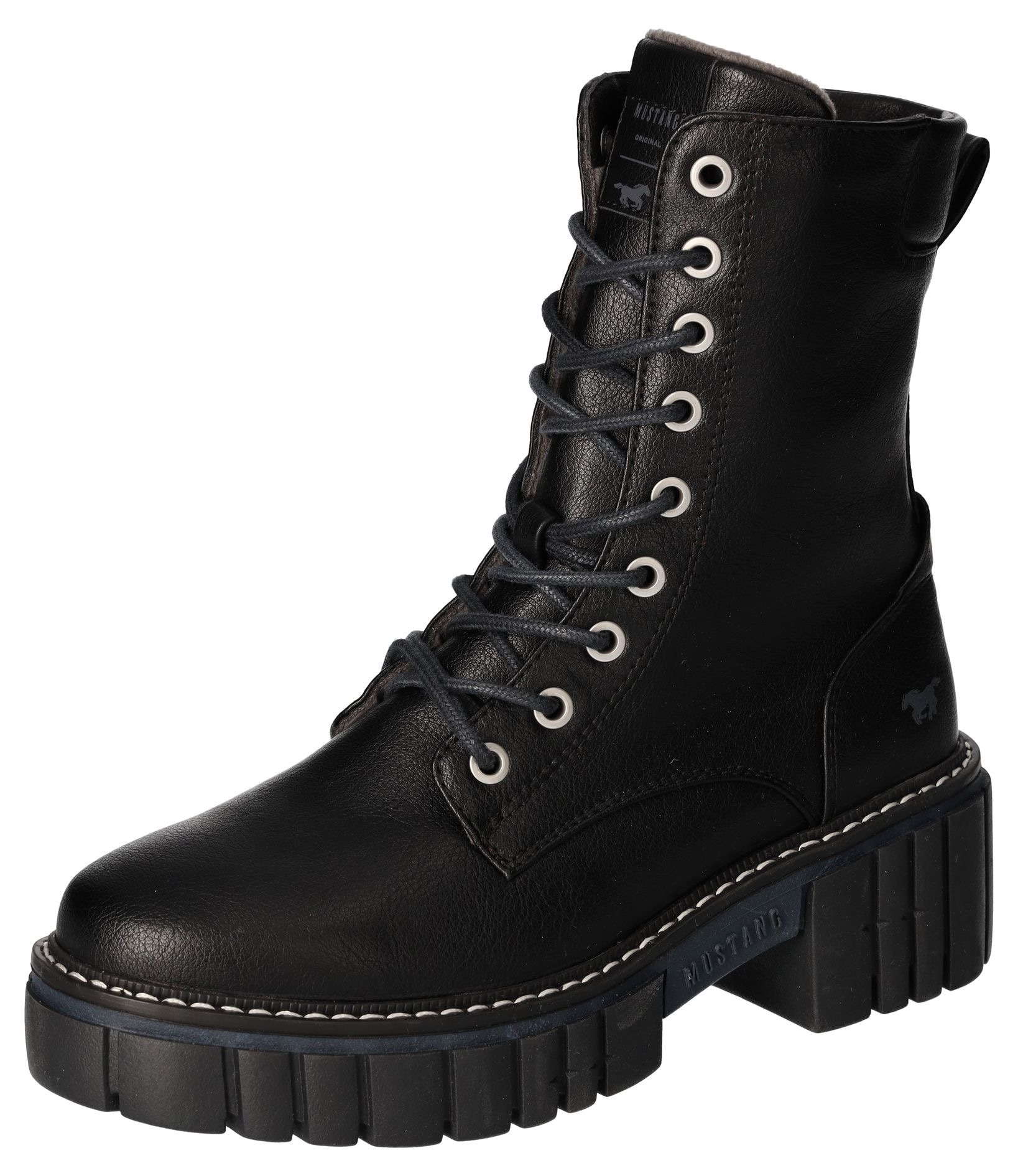 Mustang Shoes Schnürboots, Blockabsatz, Schnürstiefelette mit käftiger Profilsohle von Mustang Shoes