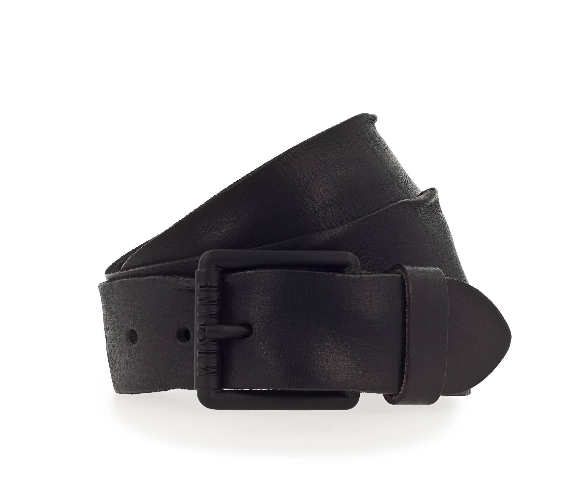 MUSTANG Ledergürtel, gefinishtes Vollleder in Used-Optik, geschwärzte Schnalle, 4 cm von Mustang