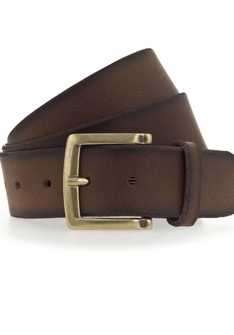 MUSTANG Ledergürtel, mit grafischer Prägung verziert, Vintage-Look, 4 cm von Mustang
