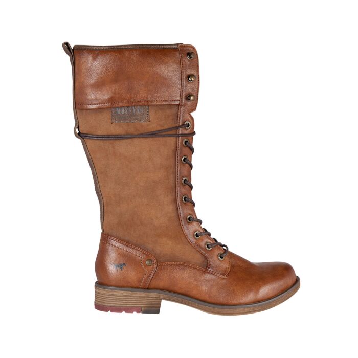 Mustang Schnürstiefel für Damen aus Softmaterial cognac, 37 von Mustang