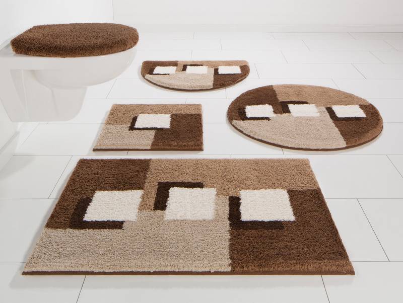 my home Badematte »Ada, Badvorleger, Badezimmer Teppich«, rutschhemmend beschichtet, schnell trocknend-strapazierfähig-fussbodenheizungsgeeignet, Badteppich, Badematten auch als 3 teiliges Set erhältlich von My Home