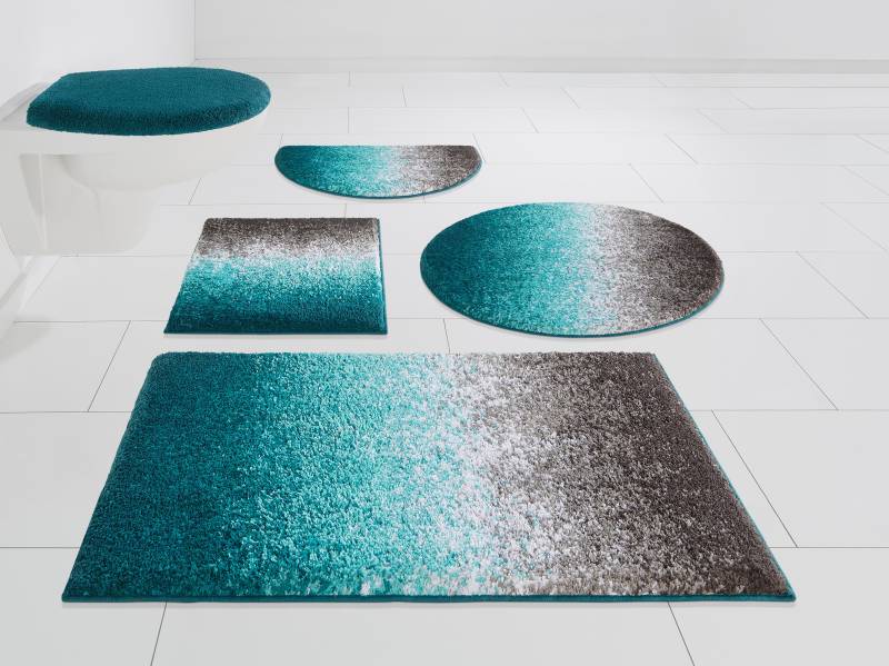 my home Badematte »Elif, Badvorleger, Badezimmer Teppich«, rutschhemmend beschichtet, fussbodenheizungsgeeignet-schnell trocknend-strapazierfähig, Ombré-Look, Badteppich, Badematten auch als 3 teiliges Set erhältlich von My Home
