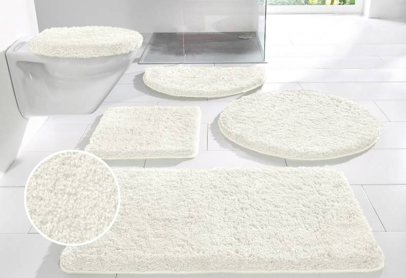 my home Badematte »Sanremo, Badvorleger, Badezimmer Teppich, sehr weich«, rutschhemmend beschichtet, fussbodenheizungsgeeignet-schnell trocknend, Badteppich, unifarben, rechteckig, rund & als 3-tlg. Set erhältlich von My Home
