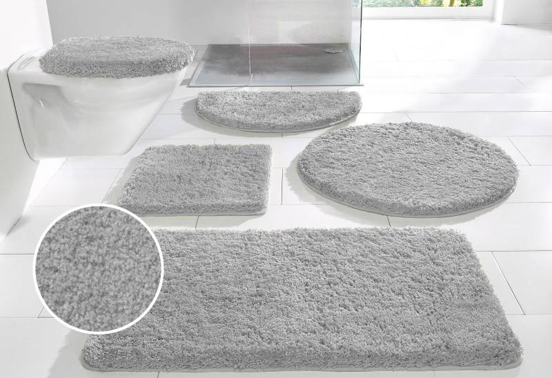 my home Badematte »Sanremo, Badvorleger, Badezimmer Teppich, sehr weich«, rutschhemmend beschichtet, fussbodenheizungsgeeignet-schnell trocknend, Badteppich, unifarben, rechteckig, rund & als 3-tlg. Set erhältlich von My Home
