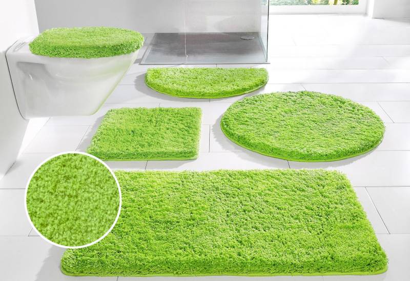 my home Badematte »Sanremo, Badvorleger, Badezimmer Teppich, sehr weich«, rutschhemmend beschichtet, fussbodenheizungsgeeignet-schnell trocknend, Badteppich, unifarben, rechteckig, rund & als 3-tlg. Set erhältlich von My Home
