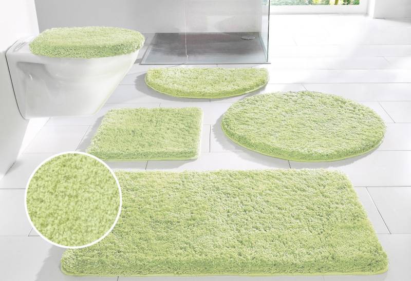 my home Badematte »Sanremo, Badvorleger, Badezimmer Teppich, sehr weich«, rutschhemmend beschichtet, fussbodenheizungsgeeignet-schnell trocknend, Badteppich, unifarben, rechteckig, rund & als 3-tlg. Set erhältlich von My Home