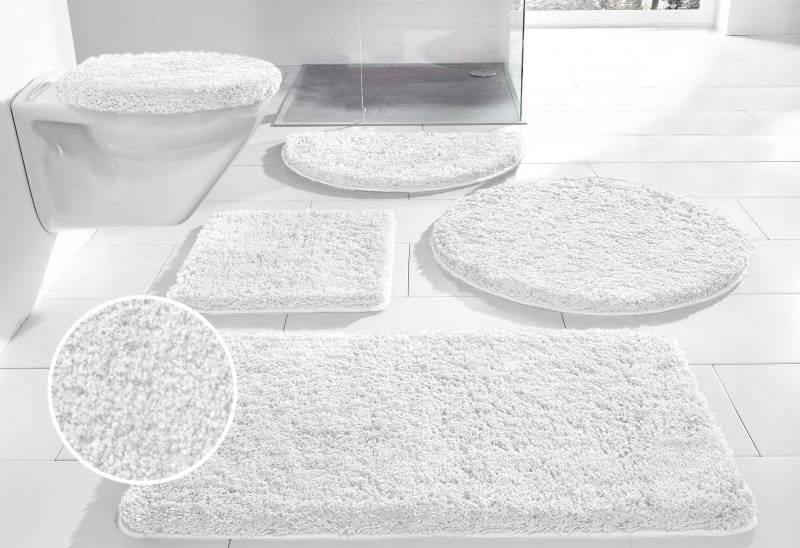 my home Badematte »Sanremo, Badvorleger, Badezimmer Teppich, sehr weich«, rutschhemmend beschichtet, fussbodenheizungsgeeignet-schnell trocknend, Badteppich, unifarben, rechteckig, rund & als 3-tlg. Set erhältlich von My Home