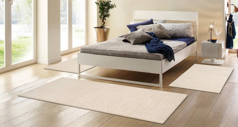my home Bettumrandung »Wolly, Handweb Teppiche«, (3 tlg.), Bettvorleger, Wolle, handgewebt, Läufer-Set Wohnzimmer, Schlafzimmer von My Home