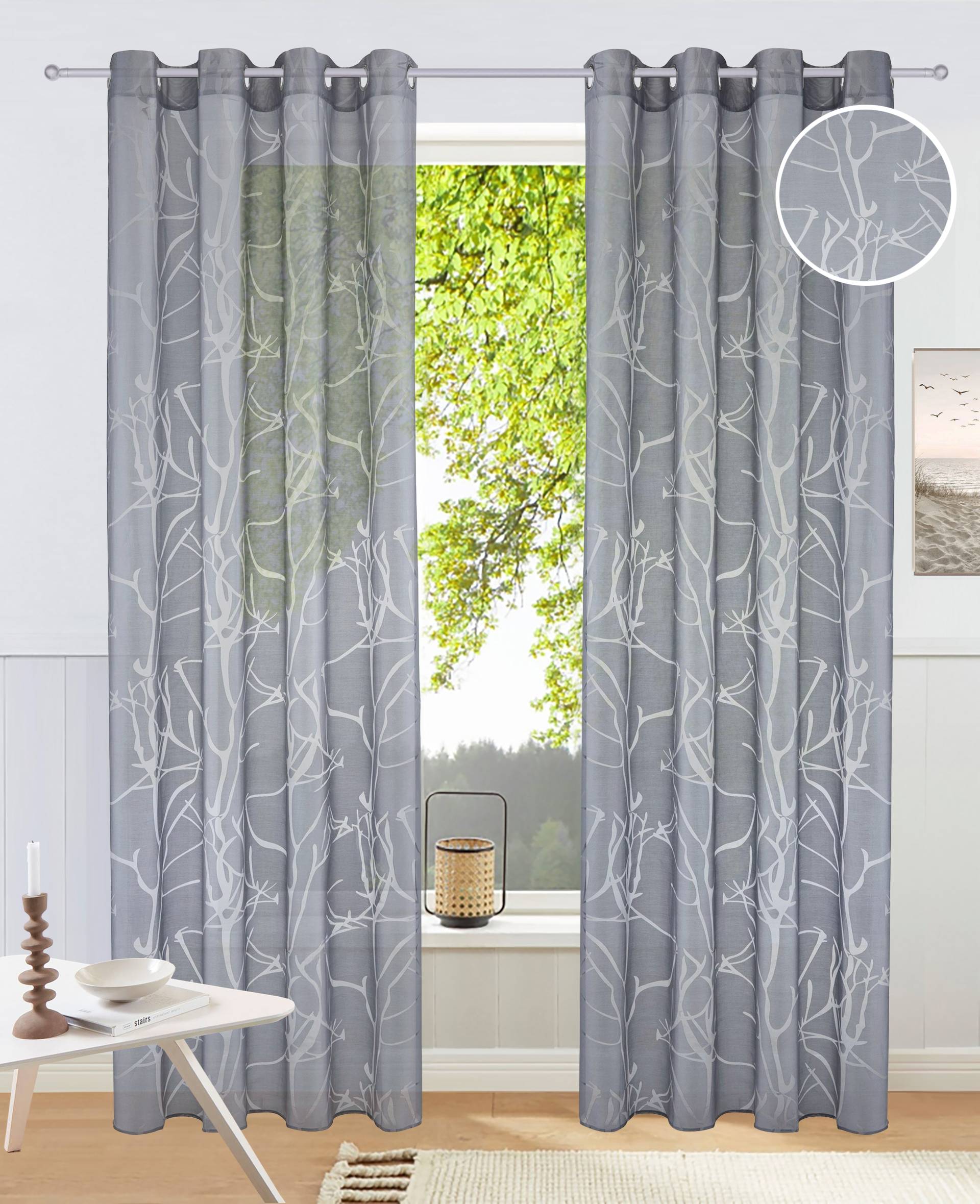 my home Gardine »Anna«, (1 St.), Äste-Motiv, Polyester von My Home